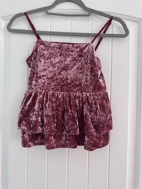 American Eagle Outfitters Burgundy Velvet Cami